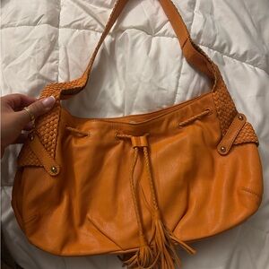 Orange Hobo Leather Bag